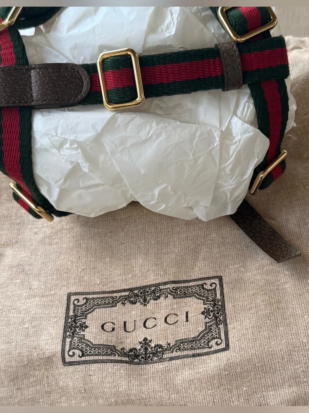 GUCCI Web Stripe S/M Faux Leather Dog Harness NEW